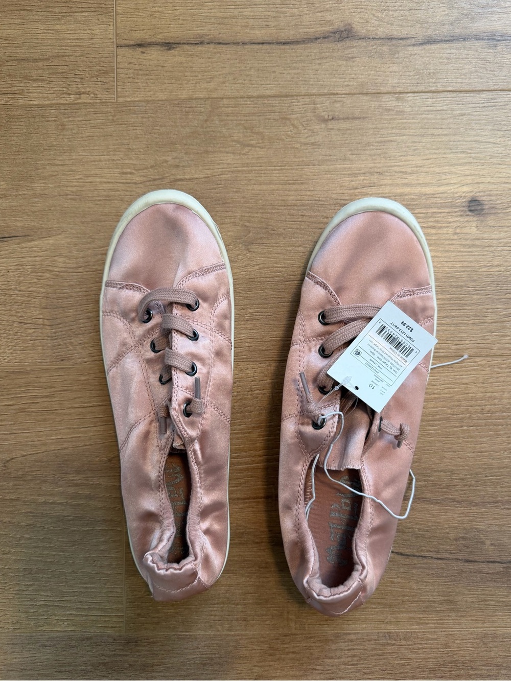 Mad Love Satin Lace-Up Sneakers in Dusty Pink